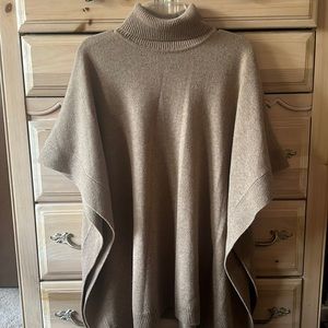 Hugo Boss | Tan Turtleneck Virgin Wool Landera Poncho One Size